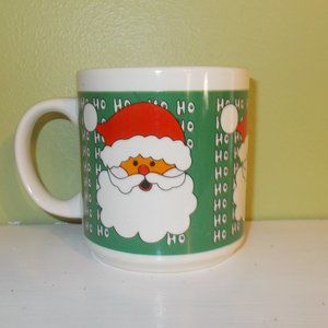 Vintage Christmas Holiday Ho Ho Ho Santa Ceramic Mug 12 oz